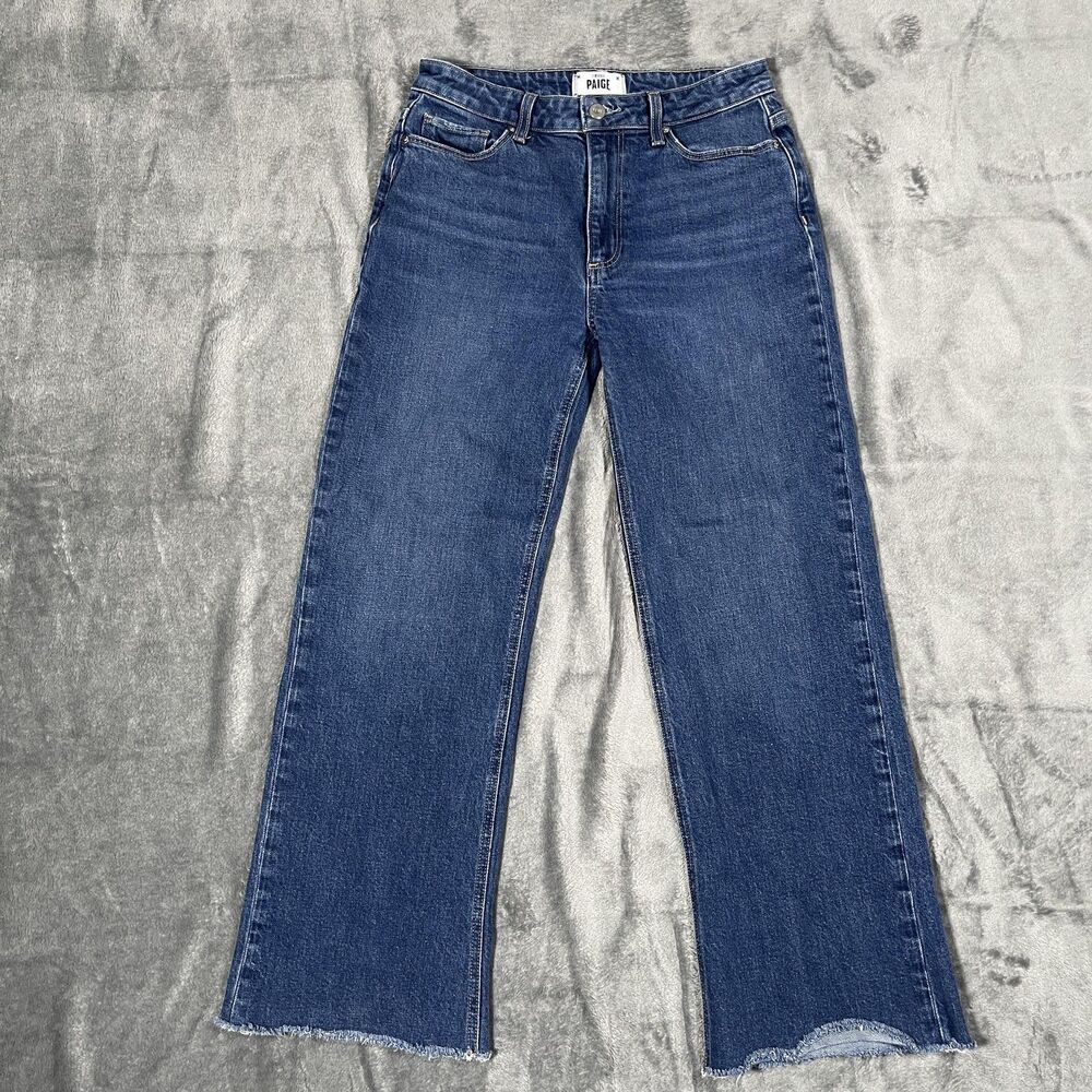 Paige Jeans Womens 27 Blue Medium Wash Leenah Ankle Fringe Distressed Denim